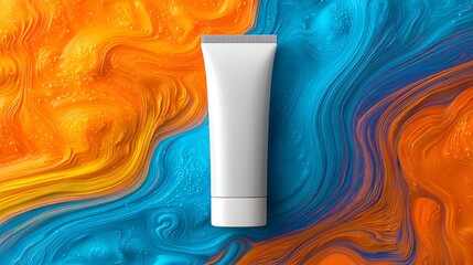 White Tube on Blue Orange Background