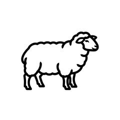 Obraz premium Line drawing of a sheep isolated on black background