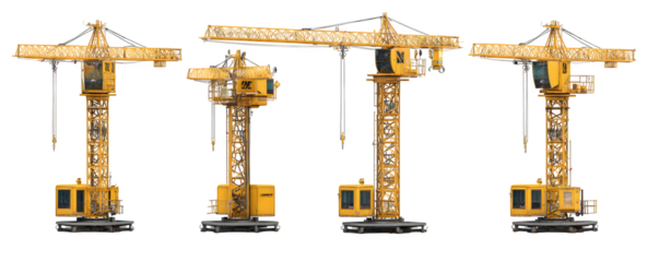 Professional Premium High-Resolution Four tower crane operator cab transparent background, digital artwork, ideal for graphic design and presentations, branding, HD asset