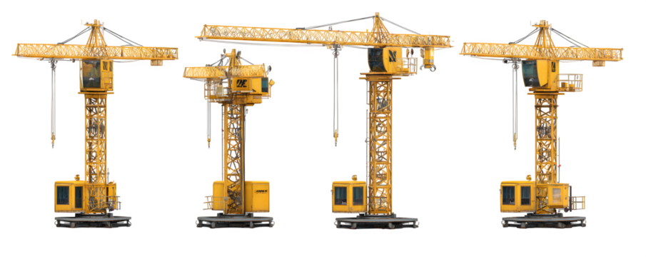 Professional Premium High-Resolution Four tower crane operator cab transparent background, digital artwork, ideal for graphic design and presentations, branding, HD asset