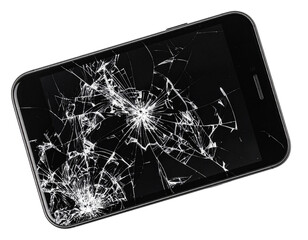 Broken Smartphone Screen with Cracks – Realistic View 