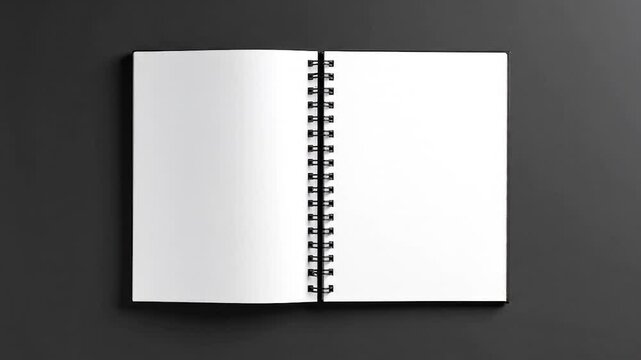 Open, blank spiral notebook