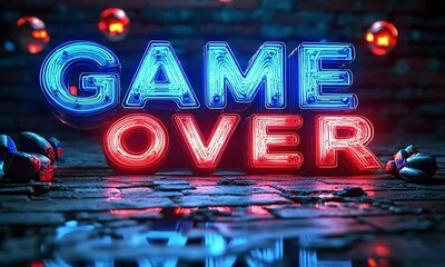 Neon Game Over Sign (1) - Powered by Adobe