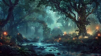 The Forgotten Gateway: Ancient Overgrown Arch in a Misty Forest