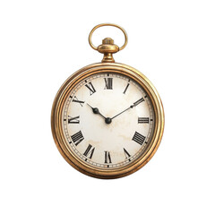 Vintage Gold Pocket Watch Timepiece Antique Clock Roman Numerals Time Past on transparent background