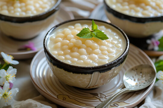 Sago pudding, sweet pudding made by mixing sago tapioca