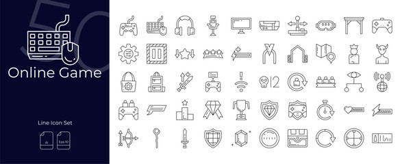 Online Game Line Editable Icons set. Vector illustration in modern thin line style of Online Game icons: online, game, play, etc