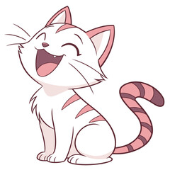 Cute Laughing Cat Cartoon Vector for Stickers, Apparel, and Children’s Designs