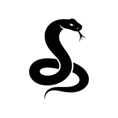 Fototapeta premium Snake Silhouette: A striking black silhouette of a snake, coiled and ready, against a clean backdrop, the perfect representation of power and stealth.