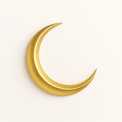 golden crescent moon on white background