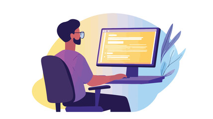 Web Accessibility Vector Concept: Blind Man Using Screen Reader Technology