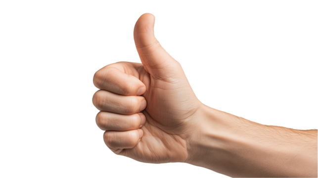 Thumbs up gesture which is perfect visual content for inspirational quotes, motivational posters and online advertising designs on transparent background