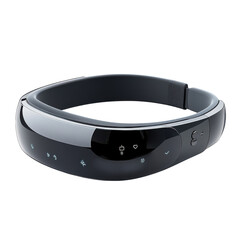 Sleek Black Health Tech Headband Biometric Sensors Wellness Device Modern on transparent background