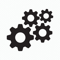 minimal black gear wheel vector design representing industrial automation, engineering, technical innovation