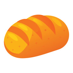 Vibrant and flat colorful vector illustration of a delicious loaf of bread with a warm inviting texture