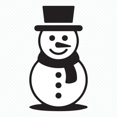 black and white snowman clipart in outline style for winter season and snow-themed projects