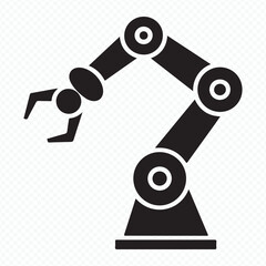 industrial robotic arm vector silhouette for factory automation and manufacturing process design