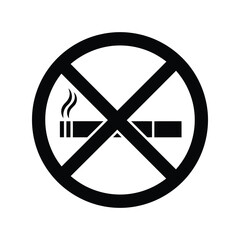 No Smoking Forbidden Sign Vector, Health Warning Symbol, Prohibited Habit Icon