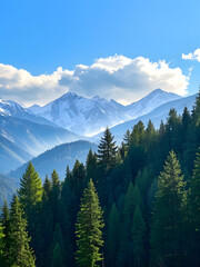 Naklejka premium mountain landscape in the morning