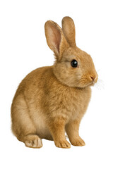 Obraz premium Isolate transparent Cute and fluffy brown rabbit sitting gracefully against a plain background PNG die-cut for advertising