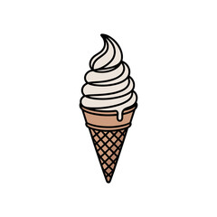 Soft Serve Ice Cream Cone: A delightful illustration of a classic soft-serve ice cream cone, featuring creamy swirls of vanilla ice cream melting down a crispy waffle cone.