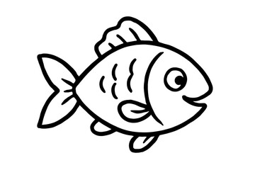Obraz premium Adorable Cartoon Fish Icon Vector - Aquatic Animal Illustration