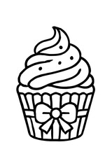 Sweet Cupcake with Decorative Bow Vector - Elegant Dessert Treat