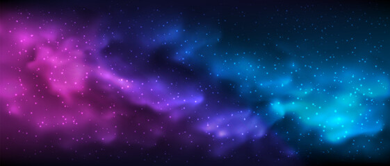 Sky galaxy cloud with Nebula and stars dark night background vector