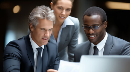 Team Analyzes Financial Reports in Focused Meeting Room