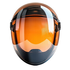 Futuristic Pilot Helmet with Orange Visor Space Age Design Protection on transparent background