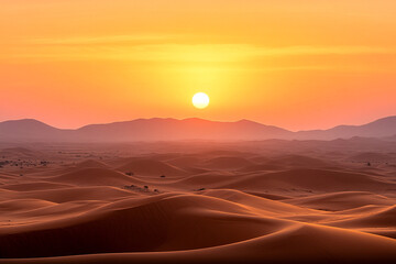 Obraz premium Sand dunes form intricate patterns during sunset in the desert