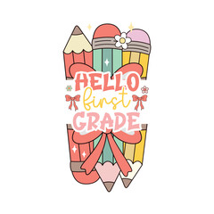 1st Grade Vibes &ndash; Fun & Colorful Classroom Graphic, Hello First Grade &ndash; Cute Student Shirt for Back to School