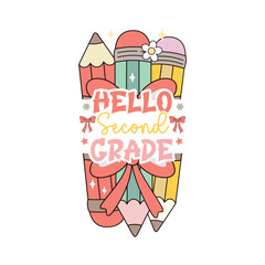 Hello Second Grade – First Day of School Graphic, Fun Classroom Shirt for Kids, Cute Back to School T-Shirt Design