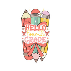 Hello Fourth Grade – Cute First Day of School Graphic, Fun Back to School Student Shirt