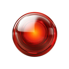 Red Glass Button Interface Element Transparent Glossy Sphere with Light on transparent background
