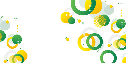 Green and yellow circle banner background. Vector abstract graphic design banner pattern background template.