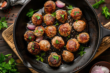 fasirt or meatballs fried, top view