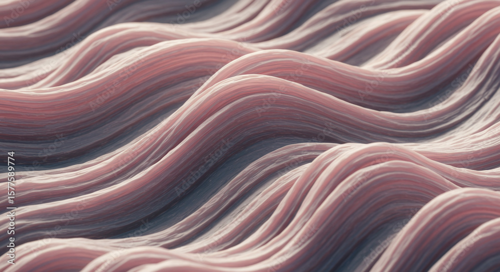 Fototapete abstract rendering of undulating, wave-like forms in soft, muted pink tones.