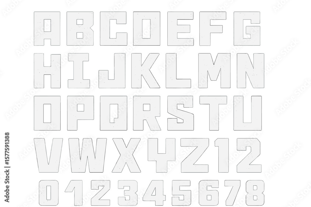 Fototapete This font, named Screen Print Square, features detailed individually textured characters and works effectively at small sizes due to its eroded halftone and screen print texture, making it a unique
