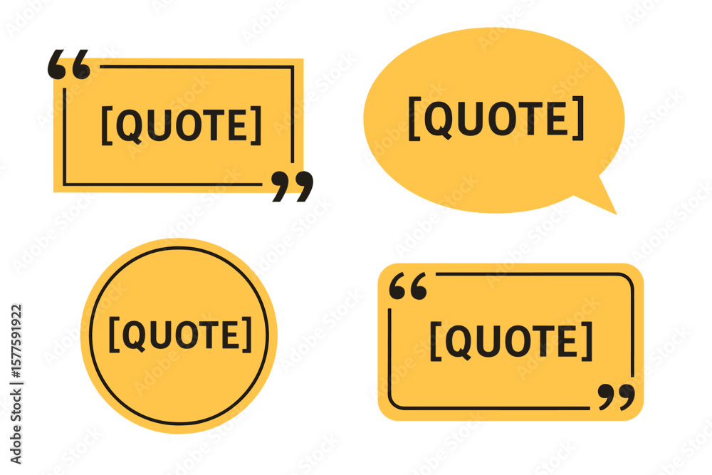 Fototapete vector illustration of quote frames, blank templates, text in brackets, empty citation speech bubble