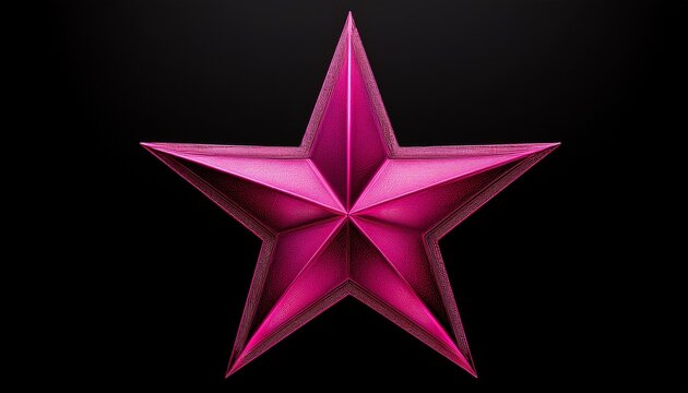 glamour pink color star isolated on black background - Powered by Adobe