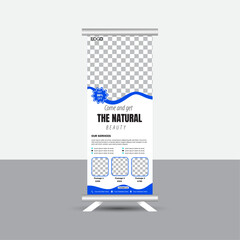 Creative Roll up banner design template.
