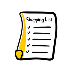 Shopping list with checkmarks and pencil illustration