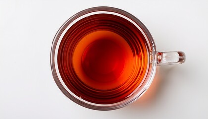 fresh brewed black or red tea in a cup topview and isolated