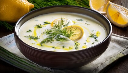 creamy greek avgolemono soup recipe with lemon and dill