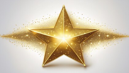 golden color glitter star isolated on white background