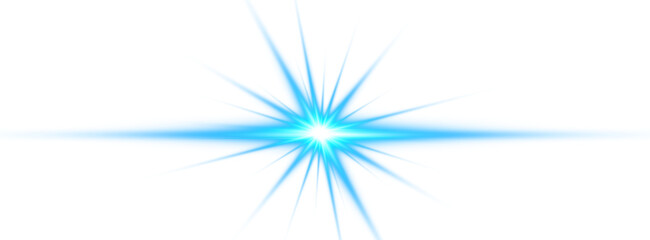  Transparent Glowing blue beam light star.Template element of shiny flare light effect PNG.