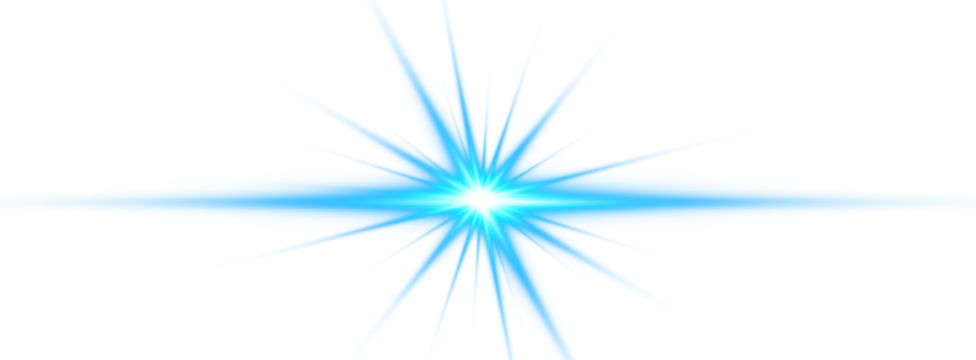  Transparent Glowing blue beam light star.Template element of shiny flare light effect PNG.