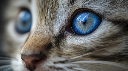 Close-up of a kitten's striking blue eyes