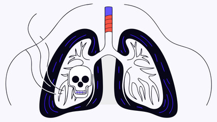 Damaged Lungs Illustration Showing Effects of Smoking or Pollution Vector